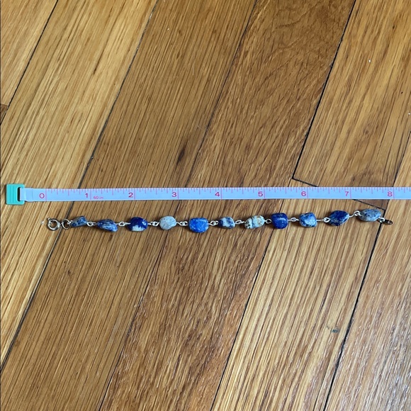 NWOT Artisan Hand Crafted Silver Plated and Lapis Bracelet - Picture 4 of 4